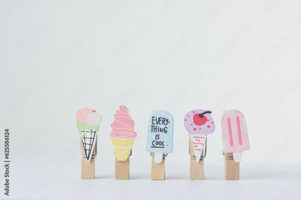 multicolored wooden clip on white background multicolored wooden clip on white background
