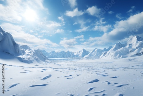 Snow covered mountain landscape photography, Generative AI