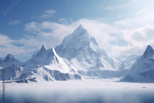 Snow covered mountain landscape photography, Generative AI © Nino39
