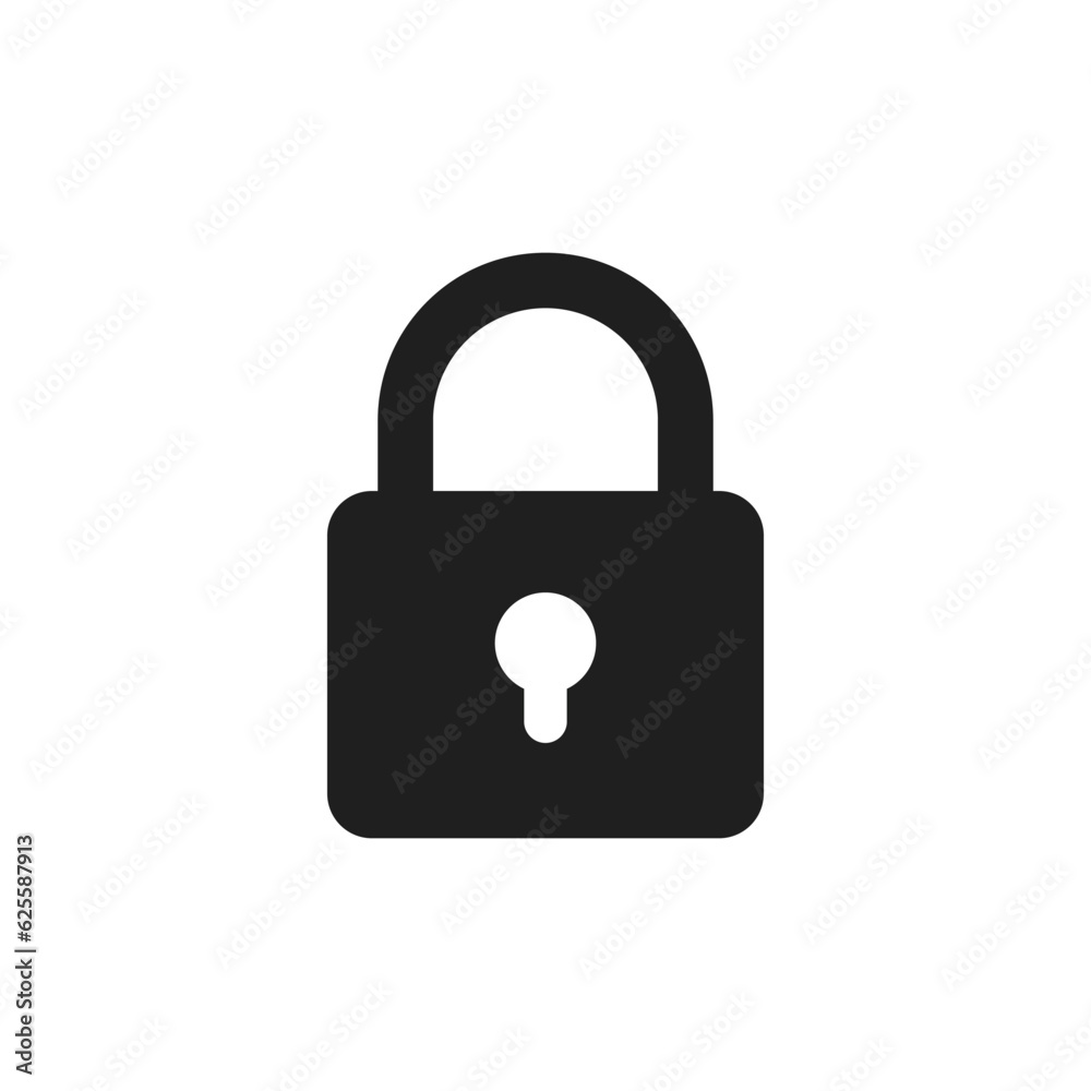 Flat simple black lock padlock icon in background. Flat simple black lock padlock icon in background.