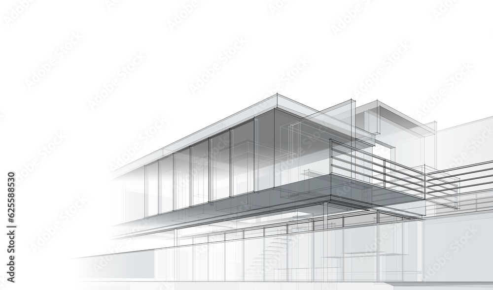 house building sketch architectural 3d illustration house building sketch architectural 3d illustration