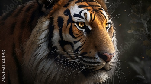 tiger face in side pose  artistic