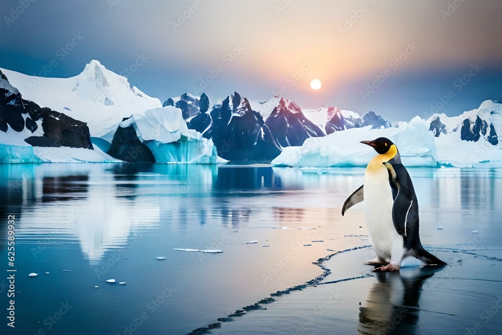 penguin on ice generated Ai
