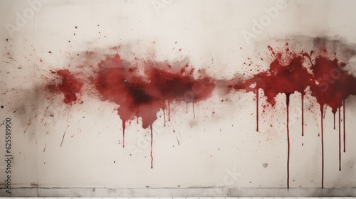 Red blood splatter on a grunge wall illustration © Clown Studio