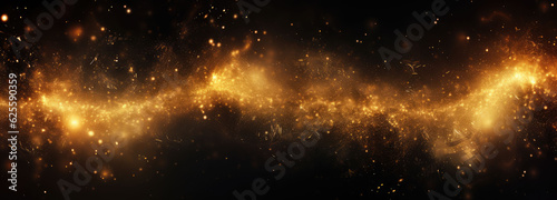 Golden starry sky curve festive background material, wide format
