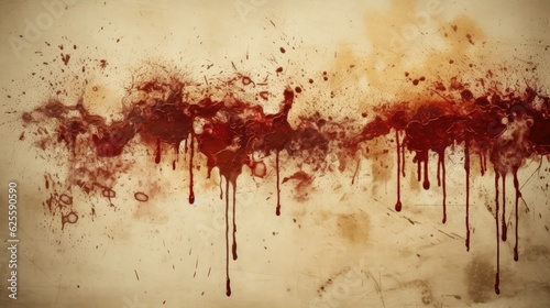 Red blood splatter on a grunge wall illustration