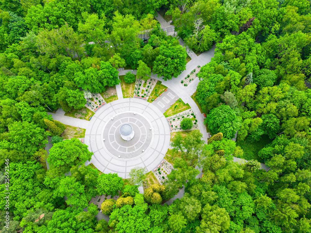 Dabrowa Gornicza Aerial View. Park Zielona ( Green Park ) at Summer Time. Top Down View of Summer Forest with Green Trees. Upper Silesia Province, Poland. Dabrowa Gornicza Aerial View. Park Zielona ( Green Park ) at Summer Time. Top Down View of Summer Forest with Green Trees. Upper Silesia Province, Poland.