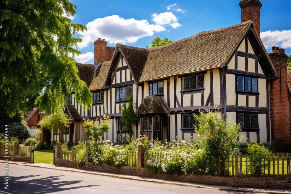 William Shakespeares place of birth, located on Henley Street in Stratford upon Avon, looks enchanting on a warm summer day in England, United Kingdom. William Shakespeares place of birth, located on Henley Street in Stratford upon Avon, looks enchanting on a warm summer day in England, United Kingdom.