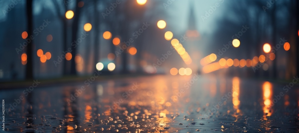 Fototapeta premium Blurred city street night background. Generative AI technology.