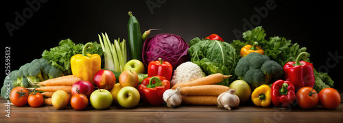 Some fresh vegetables piled together in front of a black background