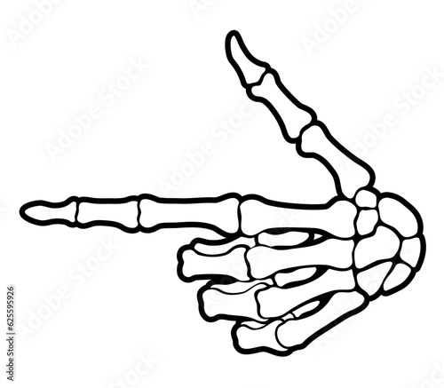 Skeleton bone pointing the index finger hand sign