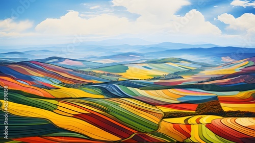 Colorful abstract field landscape background.
