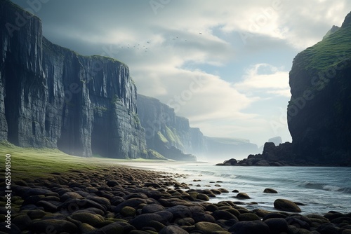 Photography of coastal landscapes with dramatic cliffs, Generative AI