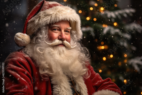 Portrait of Santa Claus in front of a christmas tree