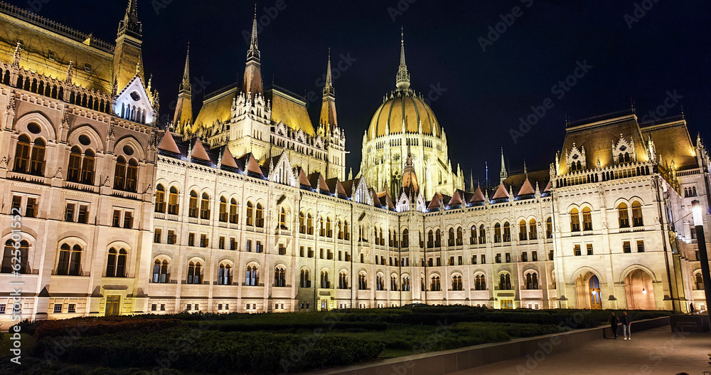 Night view of the Parliament at Budapest in Hungary