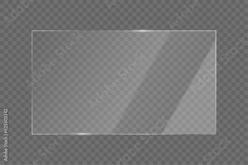 Transparent shiny glass plate vector illustration on a transparent background