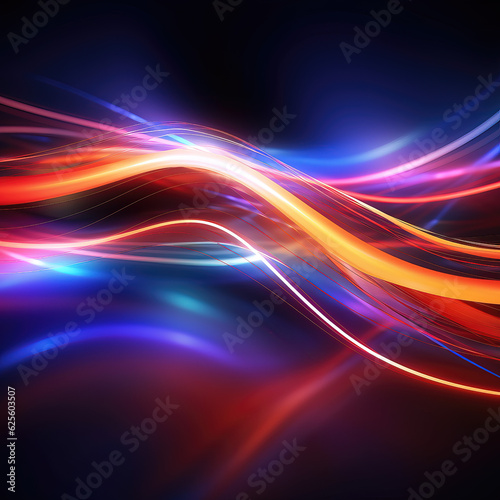 abstract futuristic background with red, yellow, blue glowing neon moving high speed wave lines and bokeh lights. Data transfer concept Fantastic wallpaper, Ai Generative