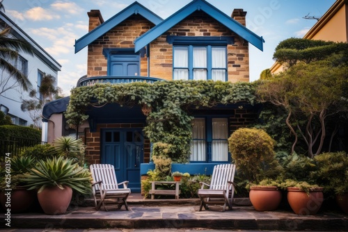 A photograph depicting a typical residential Sydney home with a terrace design. photo