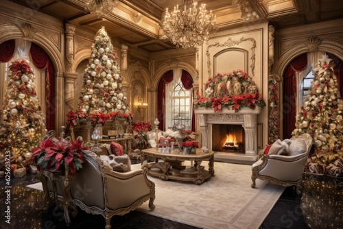 Wishing you a joyful Christmas and delightful holiday season! Adorned with festive decorations, behold a stunningly decorated living area celebrating the Christmas spirit.
