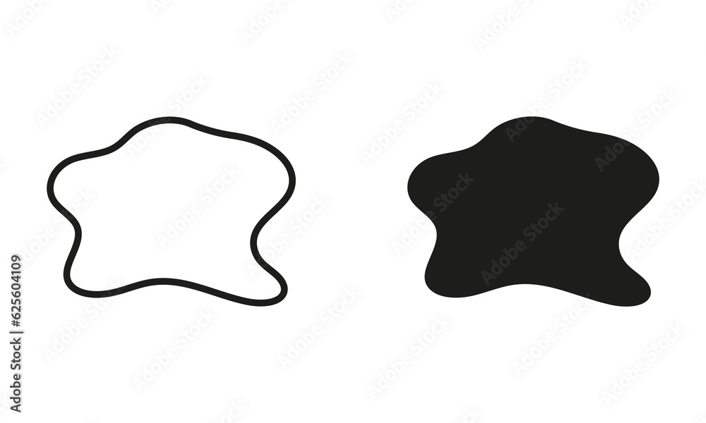 Irregular Liquid Design Form. Organic Blob, Random Shape Line and Silhouette Black Set. Abstract Amorphous Splodge. Simple Stone, Asymmetric Pebble Collection. Isolated Vector Illustration