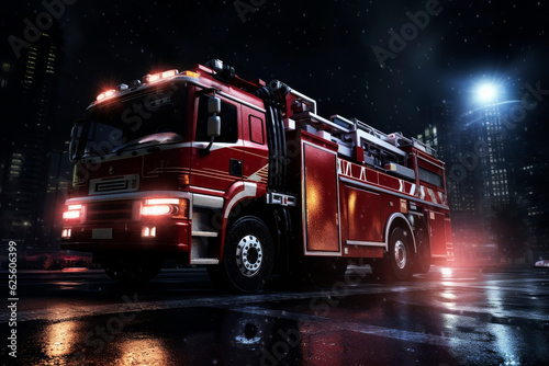 Valokuva Fire brigade truck. Generative AI