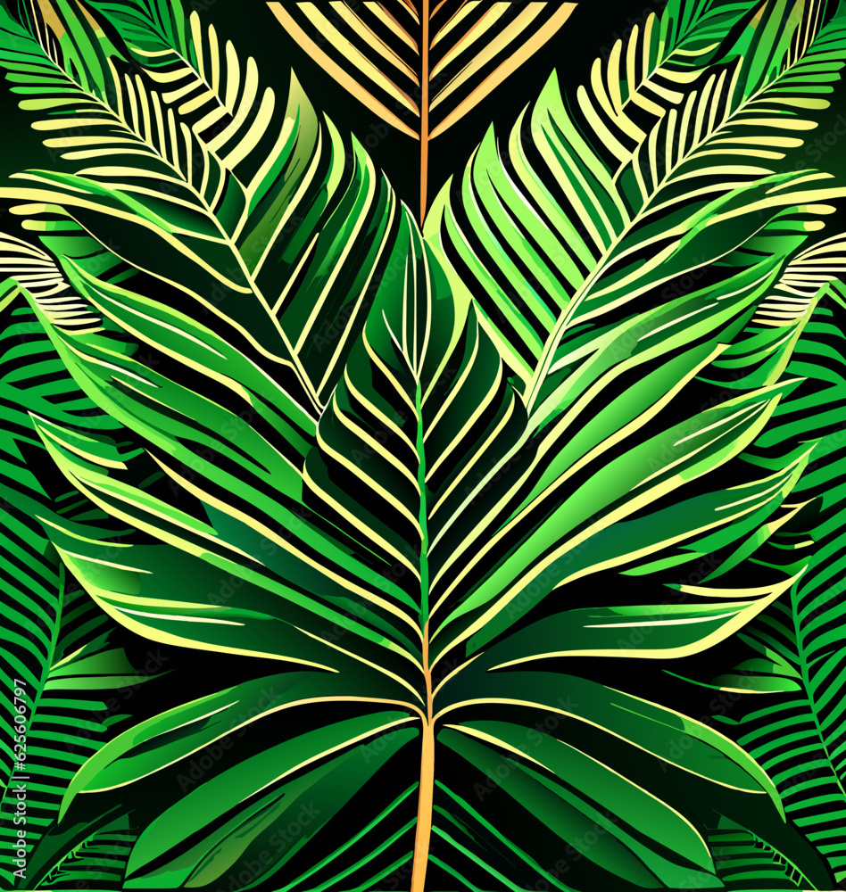 Plant Leaves Background, Floral Tropical Pattern For Wallpaper. Generative AI Plant Leaves Background, Floral Tropical Pattern For Wallpaper. Generative AI