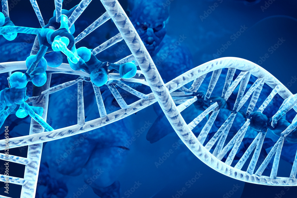DNA. Illustration of the molecular structure of DNA strands of human