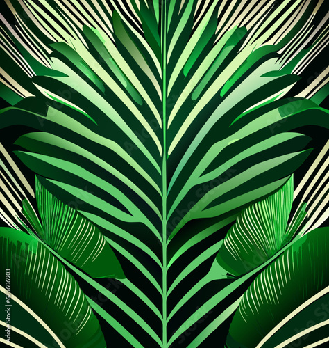 close-up view of palm tree leaves  showcasing intricate details and textures