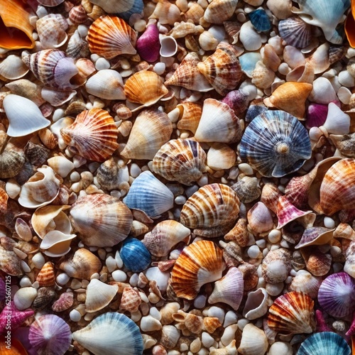 Colorful tropical assorted shell mix background  ai generated