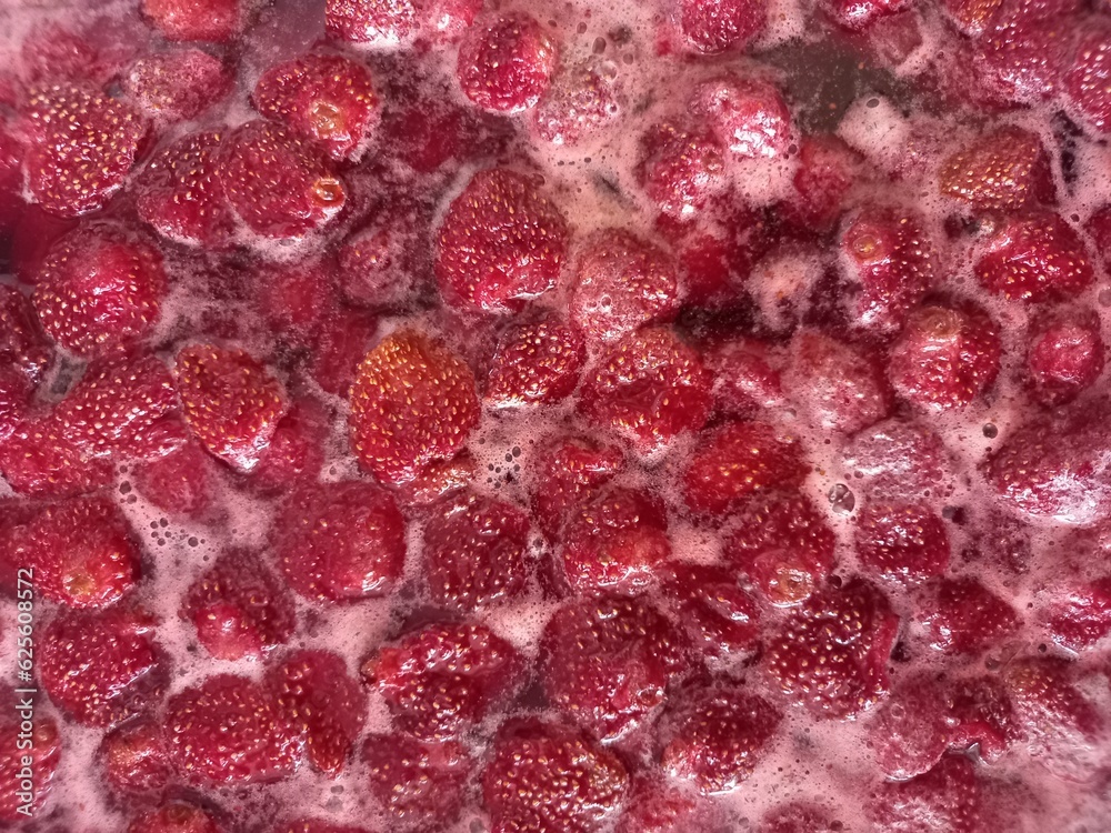 Fresh and healthy homemade strawberry frothy jam Fresh and healthy homemade strawberry frothy jam