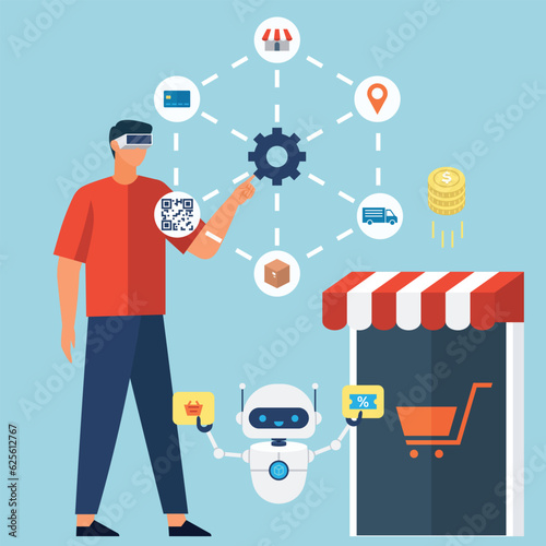 Automation business. Vector illustration. Reach target audience with content generation for online platform Modern logistics center Machine learning line Smart home controlled Mechanical technology