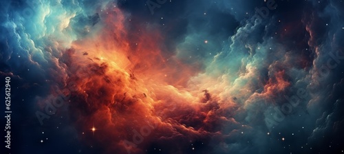 Universe nebula gas clouds space background. Generative AI technology.