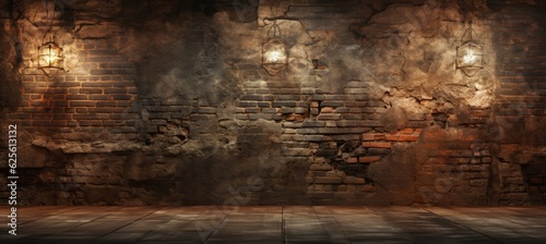 Old brick wall texture industrial background. Generative AI technology.	
