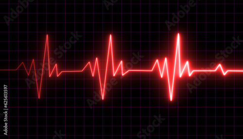 The heartbeat. EKG monitoring in an emergency. Electrocardiogram, or ECG. End of the life-beat line.  bright heartbeat artwork in vector form. Illustration of neon heart beating. beat of a neon heart.