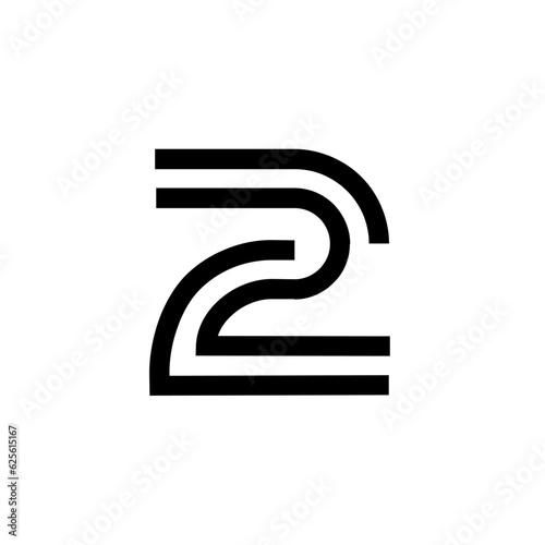 two 2 logo letter monogram minimal modern design template
