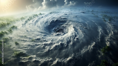 Tornado, hurricane, super typhoon, tropical storm, cyclone, over ocean. Generative AI