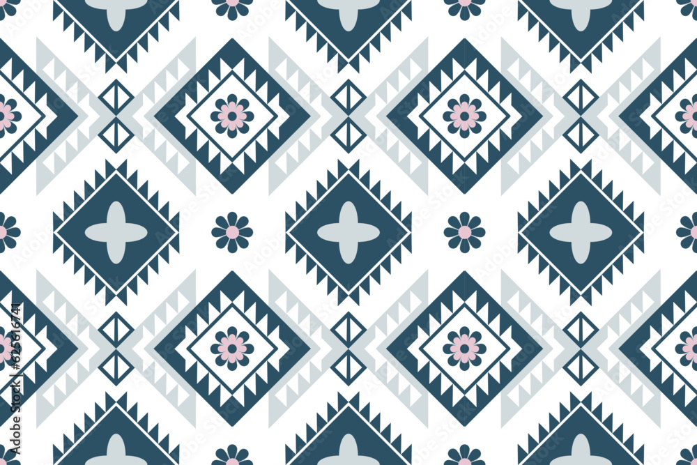 Fototapeta premium Geometric ethnic seamless pattern Oriental ethnic pattern traditional background, tribal seamless pattern Design for carpet, wallpaper, clothing, wrapping, fabric, Vector illustration embroidery style