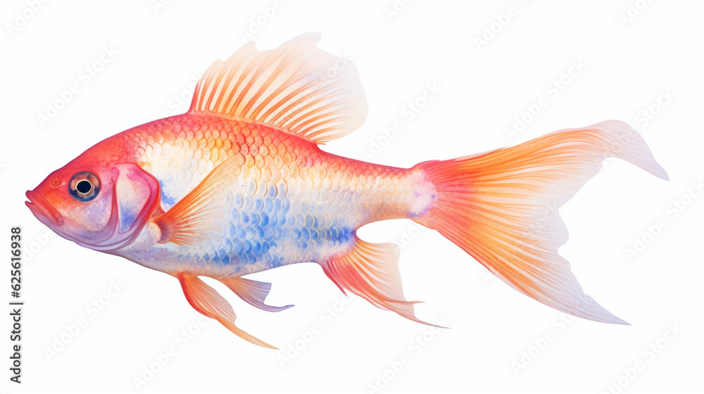 Goldfish isolated on white. Generative AI. Goldfish isolated on white. Generative AI.