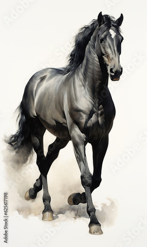 White brown blue spotted horse mane tail hooves an animal is a friend of a person  a pet