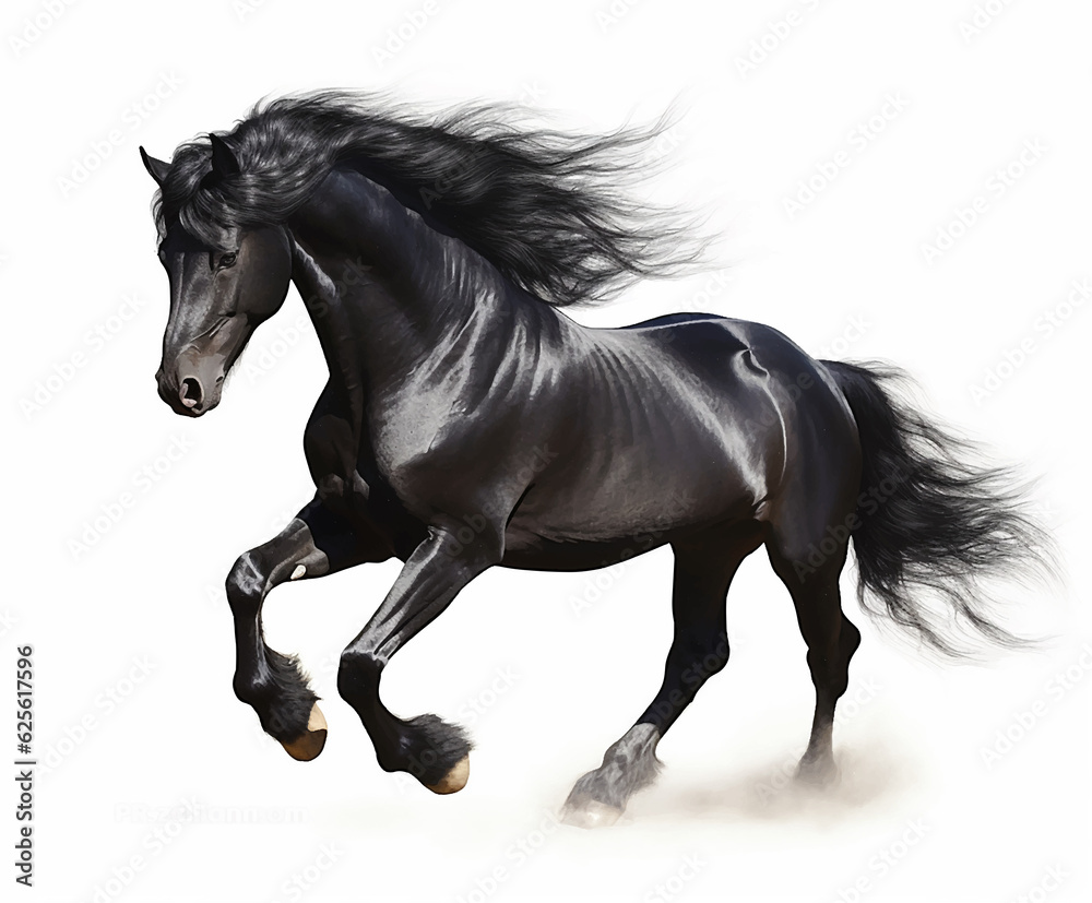 Fototapeta premium White brown blue spotted horse mane tail hooves an animal is a friend of a person, a pet