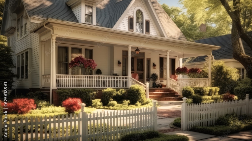 Classic American, Home architecture design in Traditional Style with Front porch constructed.