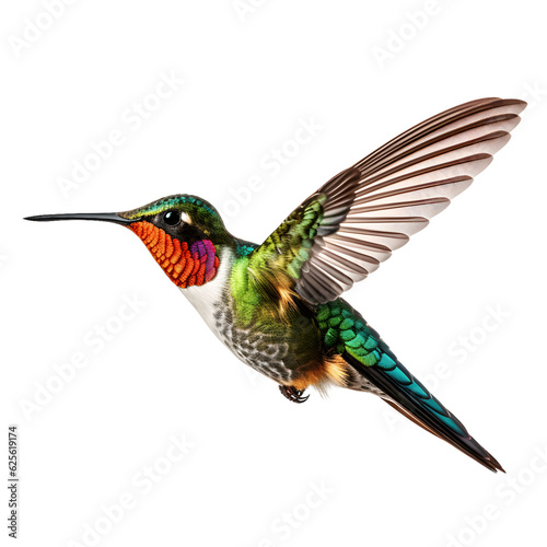 close up of a hummingbird isolated on transparent background. Generative ai