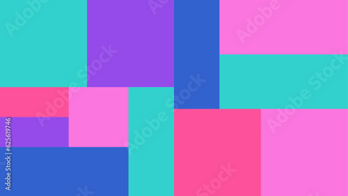 Foto ビビッドカラーのポップな幾何学模様 - カラフルな四角いブロックの背景素材