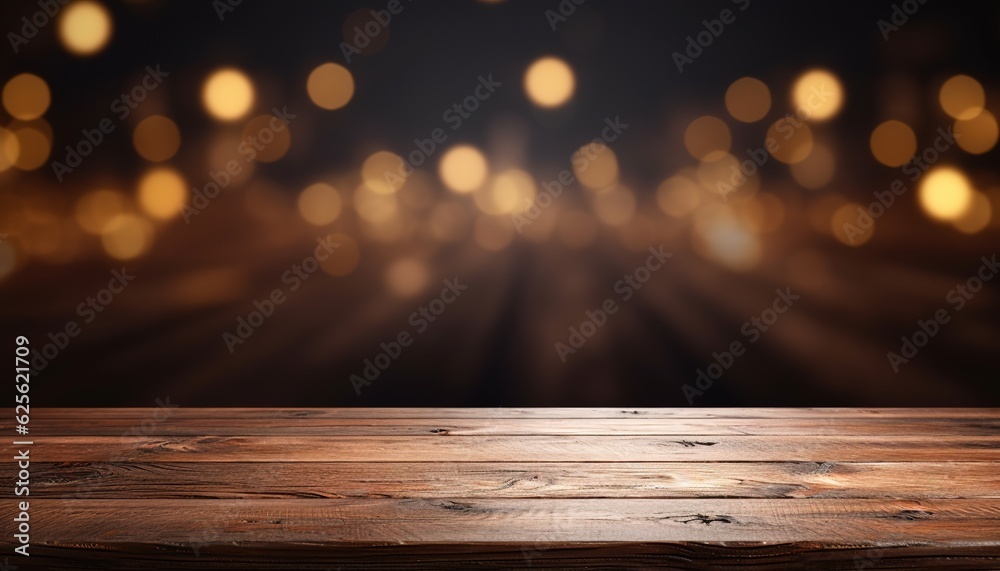 Wooden Table with Blur or Bokeh Background