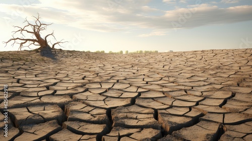 Soil Degradation with Dry and cracked land,soil pollution and degradation resulting from agricultural practices, industrial waste, and improper land use,Generative AI.