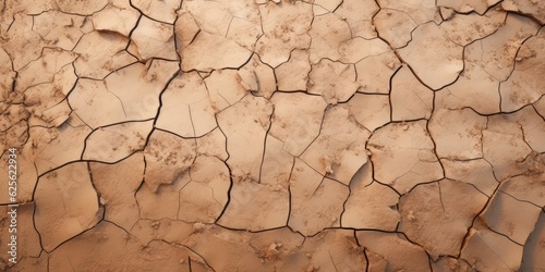 Drought, the ground cracks, lack of moisture. Dried and Cracked ground. Cracked surface. Dry soil in arid areas. Global Warming, generative ai