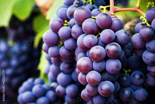 Closeup Of Mature Grapes Ready For Wine Production. Generative AI photo