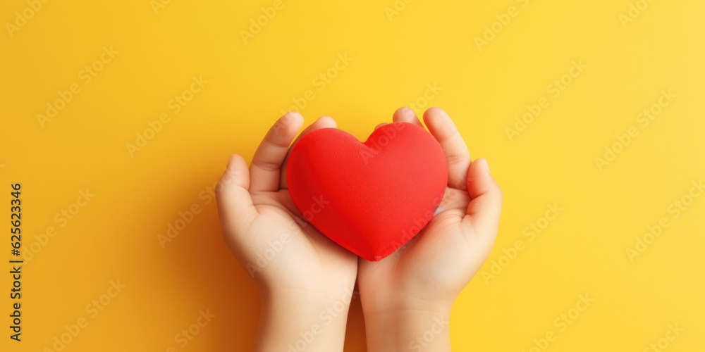 Child hands holding red heart,health care, donate and family insurance concept,world heart day, world health day, CSR responsibility, adoption foster family, hope, gratitude, kind, generative ai Child hands holding red heart,health care, donate and family insurance concept,world heart day, world health day, CSR responsibility, adoption foster family, hope, gratitude, kind, generative ai