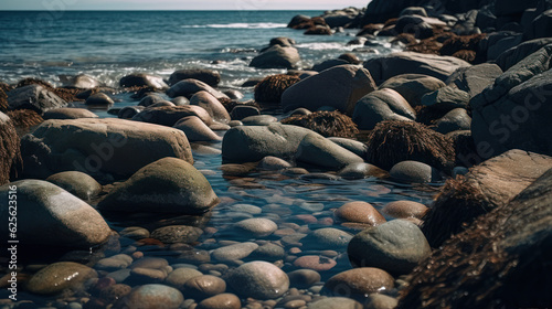 large rocks at shoreline