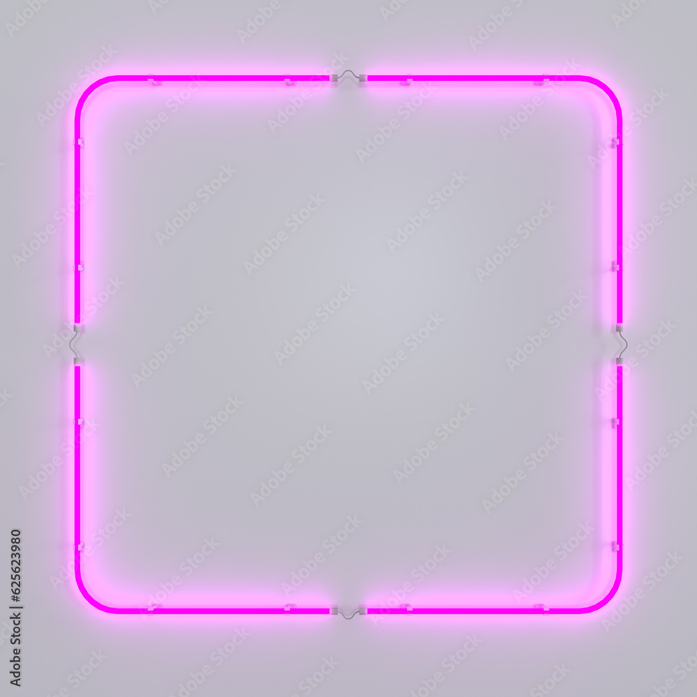 Empty Neon Sign with illumination on wall Empty Neon Sign with illumination on wall
